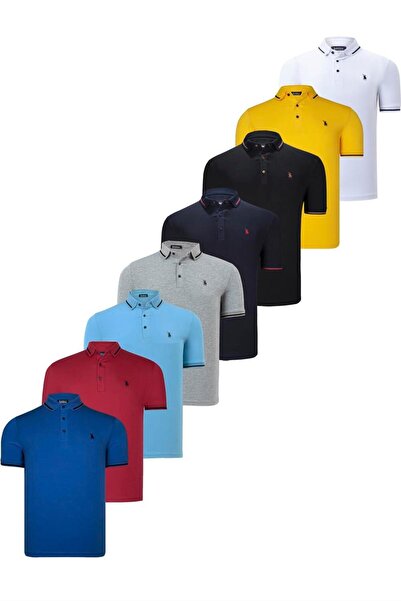 Dewberry SEKİZLİ SET T8586 DEWBERRY ERKEK T-SHIRT-SİYAH-BEYAZ-LACİVERT-BORDO-...