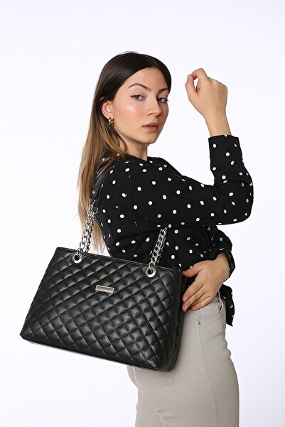 MAC&MOS Women's Black Chain Strap Hand and Shoulder Bag