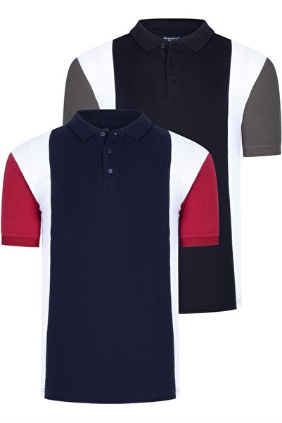Dewberry İKİLİ SET T8596 ERKEK TSHIRT-SİYAH-LACİVERT