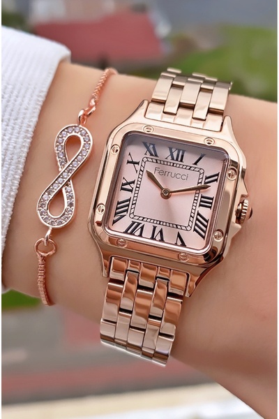 Ferrucci Marka Rose Gold Renk Çelik Kordon 2 Yıl Garantili Kadın Kol Saati - ...