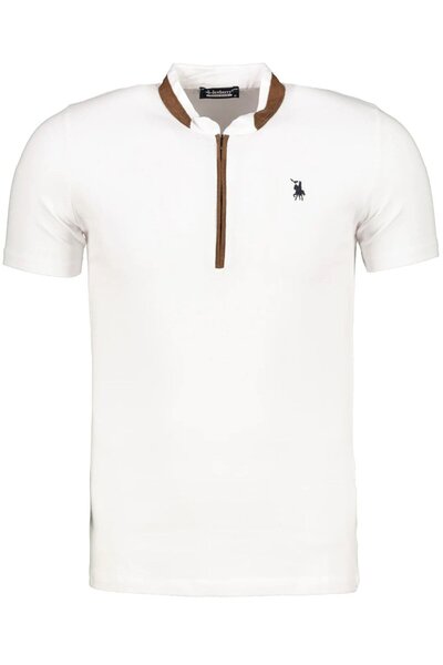Dewberry Tricou bărbătesc cu fermoar, din bumbac, model de bază, confortabil,...