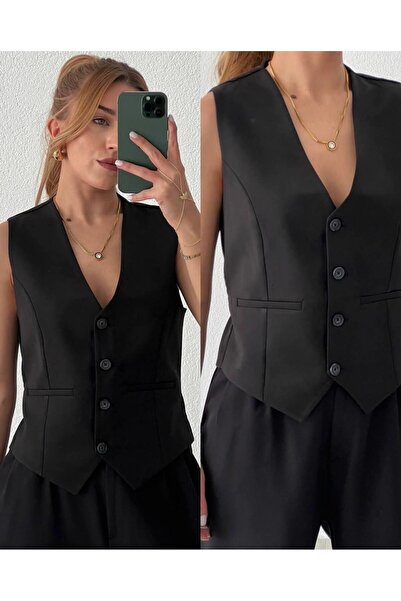 Ecenin Favorileri Lined V-Neck Women's Vest