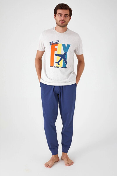 ROLY POLY Set de pijamale cu mâneci scurte pentru bărbați, bej Melange