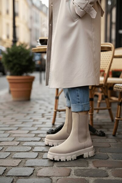 DİVOLYA Senni bézs oldalsó rugalmas vastagtalpú napi csizma