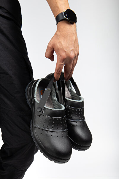 e&e Mekap 210 S1 Microfiber Çelik Burunlu Siyah İş Ayakkabısı Rahat,Hafif Ortopedik İş Güvenlik Terliği