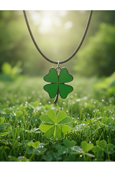 TUNA TAKI & AKSESUAR Mineli Dört 4 Yapraklı Yonca Kolye Şans