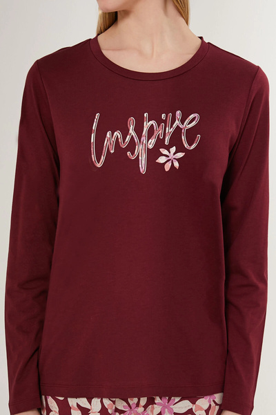 Arnetta Set de pijamale cu mânecă lungă pentru femei İnspive Claret Red