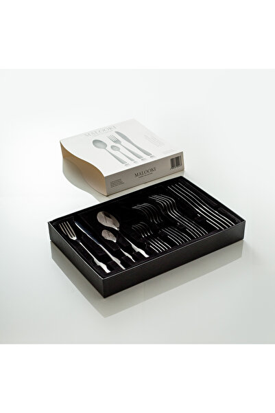 Malooki Black Cutlery Set – 24 Pieces with Modern Finish