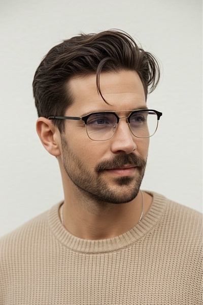 REN EYEWEAR نظارات SPECTRUM Gold Black Metal مع إطار علوي معدني وحماية من الضوء الأزرق - للرجال