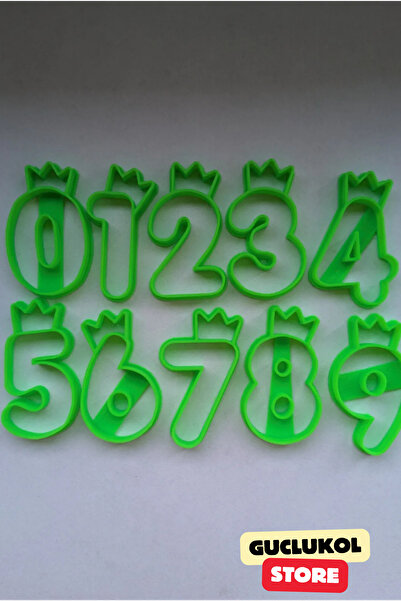GÜÇLÜKOL Number Cookie Mold Set Crown Design Numbers from 0 to 9 10-Piece Party Set