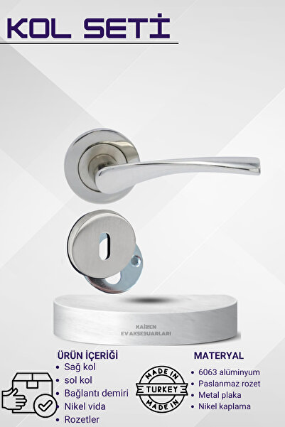 KAİZEN Kapı Kolu Bravo Nikel Saten Çember Rozetli Oda