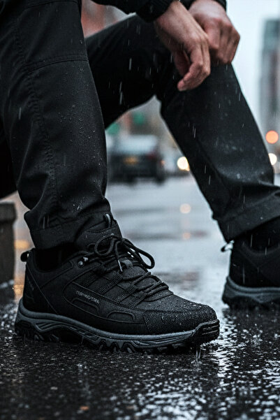 Giyyin Sneaker Μαύρα Αθλητικά Παπούτσια Καθημερινά Άνετα Ποιοτικά Με κορδόνια Ορθοπεδικά Κατάλληλα για το Χειμώνα