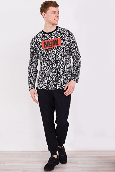 Arnetta Break Black Men's Long Sleeve Pajama Set