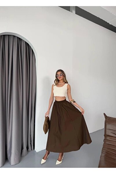 Ecenin Favorileri 85 см - Кафява пола от плат с парашут