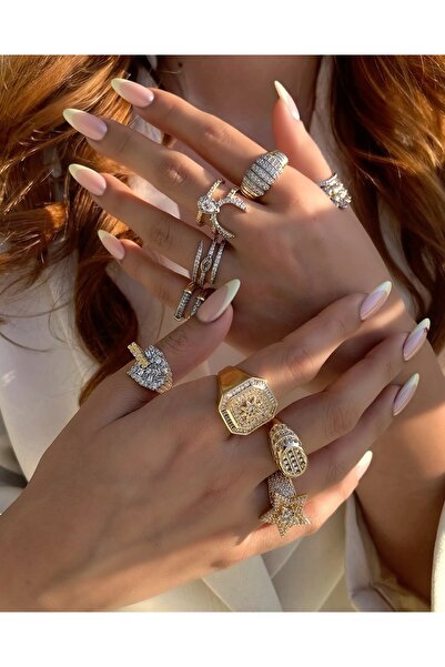 SU PERİSİ TAKI BİJUTERİ خاتم عتيق مرصع بحجر الزركون الذهبي القابل للتعديل