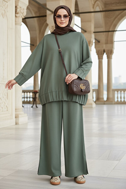 Aselim Hijap Moda Διπλό Σετ Τζιλάμπας Αλίσα από Πλισέ Premium Modal Fabric – Πράσινο