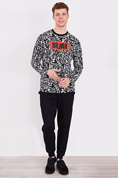 Arnetta Break Black Men's Long Sleeve Pajama Set