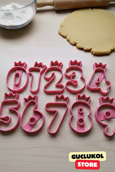 GÜÇLÜKOL Number Cookie Mold Set Crown Design Numbers from 0 to 9 10-Piece Party Set
