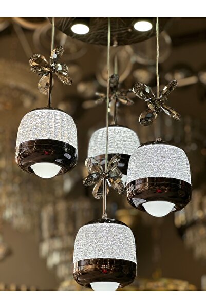 Led 4 SARKIT LÜX AVİZE 3 IŞIK SEÇENEĞİ FÜME RENK