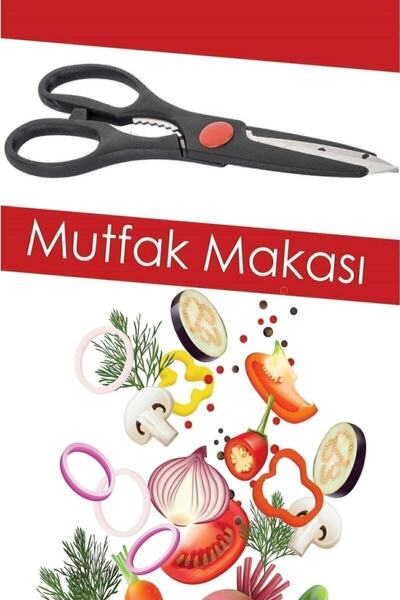 ZUZU MADE Paslanmaz Çelik Siyah Renk Çok Amaçlı Mutfak Makası - Black Kitchen...