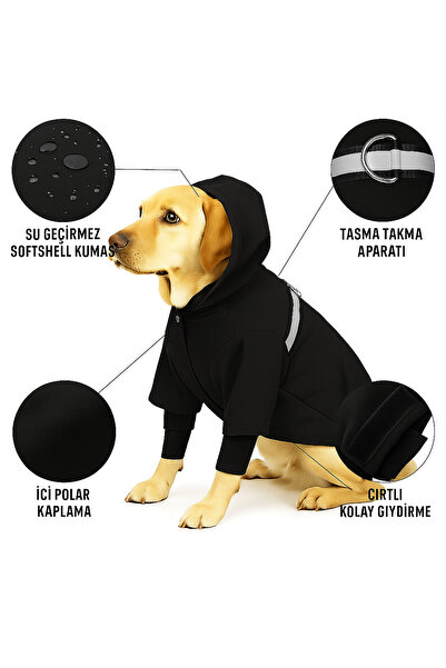petite pati Black Waterproof Fleece Hooded Raincoat Dog Apparel