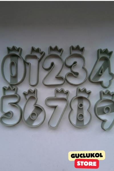 GÜÇLÜKOL Number Cookie Mold Set Crown Design Numbers from 0 to 9 10-Piece Party Set