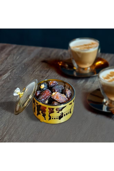 Generic Arabic Festival Ramadan Mubarak Iron Snack Candy Storage Tray, Small Box for Nuts Table Decoration