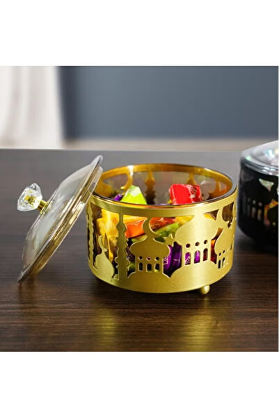 Generic Arabic Festival Ramadan Mubarak Iron Snack Candy Storage Tray, Small Box for Nuts Table Decoration