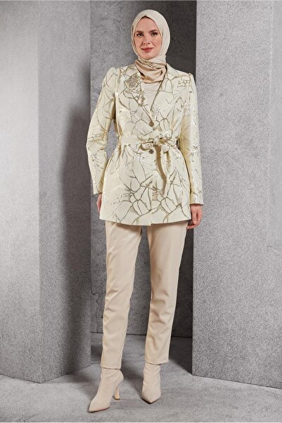 Alvina Jacquard Crossed Collar Jacket 44740