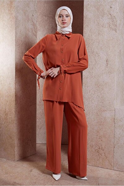 Alvina 44483ModelShirt Collar Trousers Set