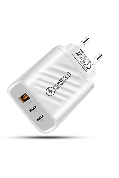 Timebox Încărcător de rețea cu 3 porturi, 20W, încărcare rapidă, 2 porturi ti...