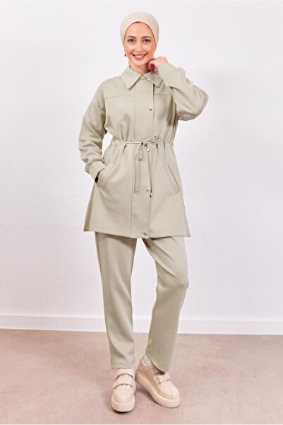 TRENDTESETTÜR Women's Beige Pants Scuba Suit t 1453