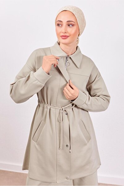 TRENDTESETTÜR Women's Beige Pants Scuba Suit t 1453