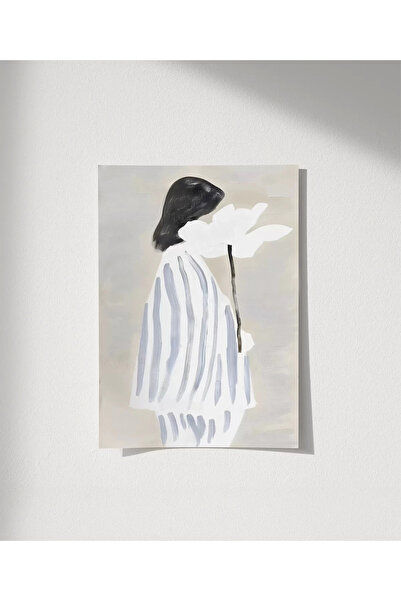 VOGLOO Çerçevesiz Poster Beyaz Çiçeğin Sadeliği
