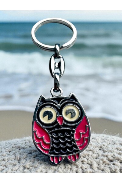 GALATA GIFT سلسلة مفاتيح على شكل بومة وردية - زينة للحقائب - 8 سم