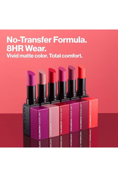 Revlon ColorStay Suede Ink Lipstick, Built-in Primer, Infused with Vitamin E, Waterproof 008 That Girl