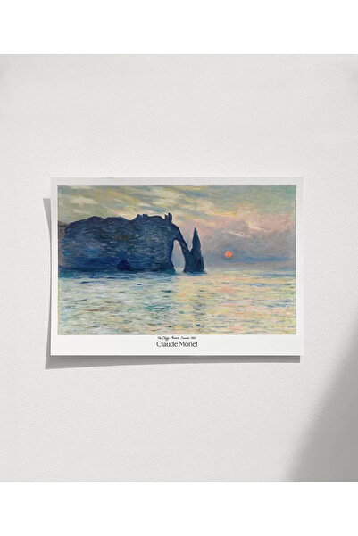 VOGLOO Çerçevesiz Poster Claude Monet Uçurum, Erretat, Gün Batımı