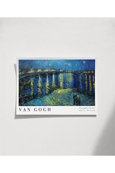 VOGLOO Çerçevesiz Poster Vincent Van Gogh Ren Nehri’nde Yıldızlı Bir Gece