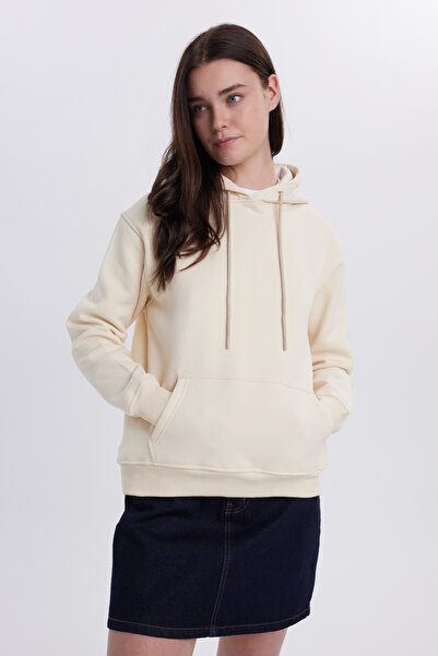 Tudors Γυναικείο φούτερ από βαμβάκι με άνετη εφαρμογή και με κουκούλα τσέπες καγκουρό