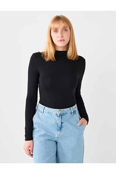 Jimmy Key Μαύρη πλεκτή μπλούζα με μακρύ μανίκι με λαιμόκοψη