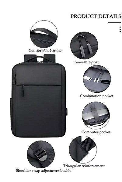 fun zone حقيبة ظهر للكمبيوتر المحمول للسفر والأعمال مضادة للسرقة حقيبة كمبيوتر محمول متينة رفيعة مع منفذ شحن USB