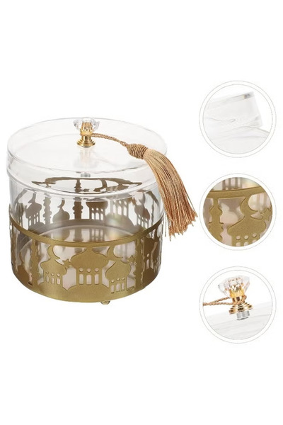 Generic Arabic Festival Ramadan Mubarak Iron Snack Candy Storage Tray, Small Box for Nuts Table Decoration