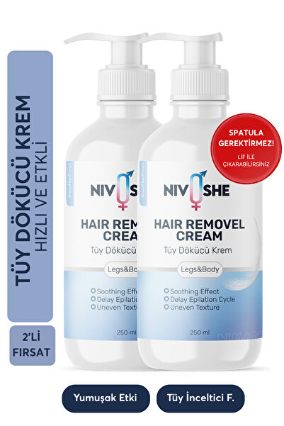 NIVOSHE كريم إزالة الشعر الفاخر 250×2 قطعة بتركيبة مُجددة لجميع أنواع الجسم والبشرة