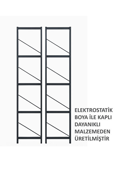 WANDOO Metal Gövdeli 5 Raflı Ahşap Kitaplık Ofis Ev Raf Sistemi Dekoratif Dosya Rafı Beyaz