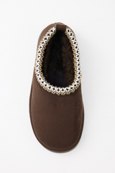 LUTVELIZADE Bot 2525 - İçi Kürklü İşleme Detaylı Acı Kahve Süet Kadın Bot