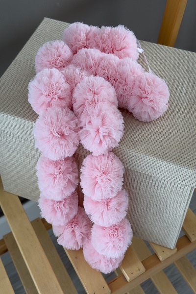 Miniden Mini pompon cu pompon în linie roz pudrat