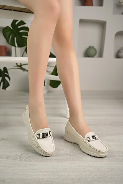 Mammamia D24Ya 685 Bone Genuine Leather Anatomical Women's Shoes