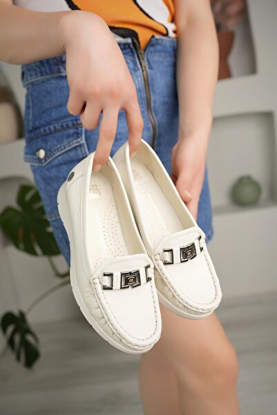 Mammamia D24Ya 685 Bone Genuine Leather Anatomical Women's Shoes