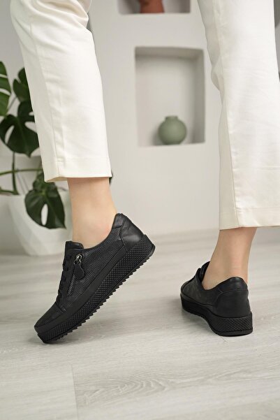 Mammamia D24Ya 3590 Black Genuine Leather Anatomical Women's Shoes