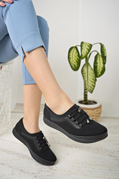 Nesil Shoes Sdf 702 حذاء نسائي تشريحي من الدنيم الأسود